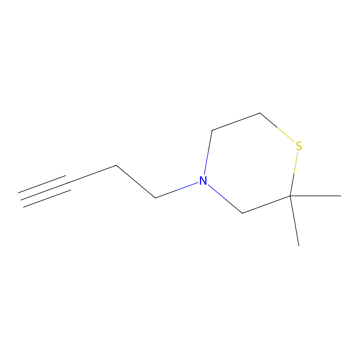 4-(But-3-yn-1-yl)-2,2-dimethylthiomorpholine molecular structure, CAS 1594967-93-7