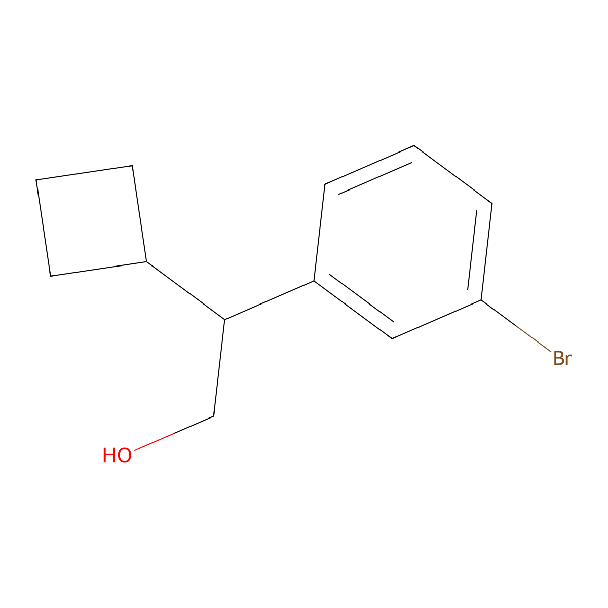 2-(3-Bromophenyl)-2-cyclobutylethan-1-ol molecular structure, CAS 1594971-47-7