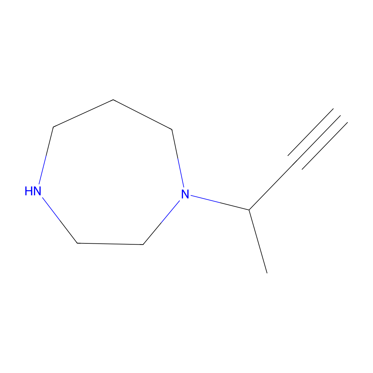 1-(But-3-yn-2-yl)-1,4-diazepane molecular structure, CAS 1594983-48-8