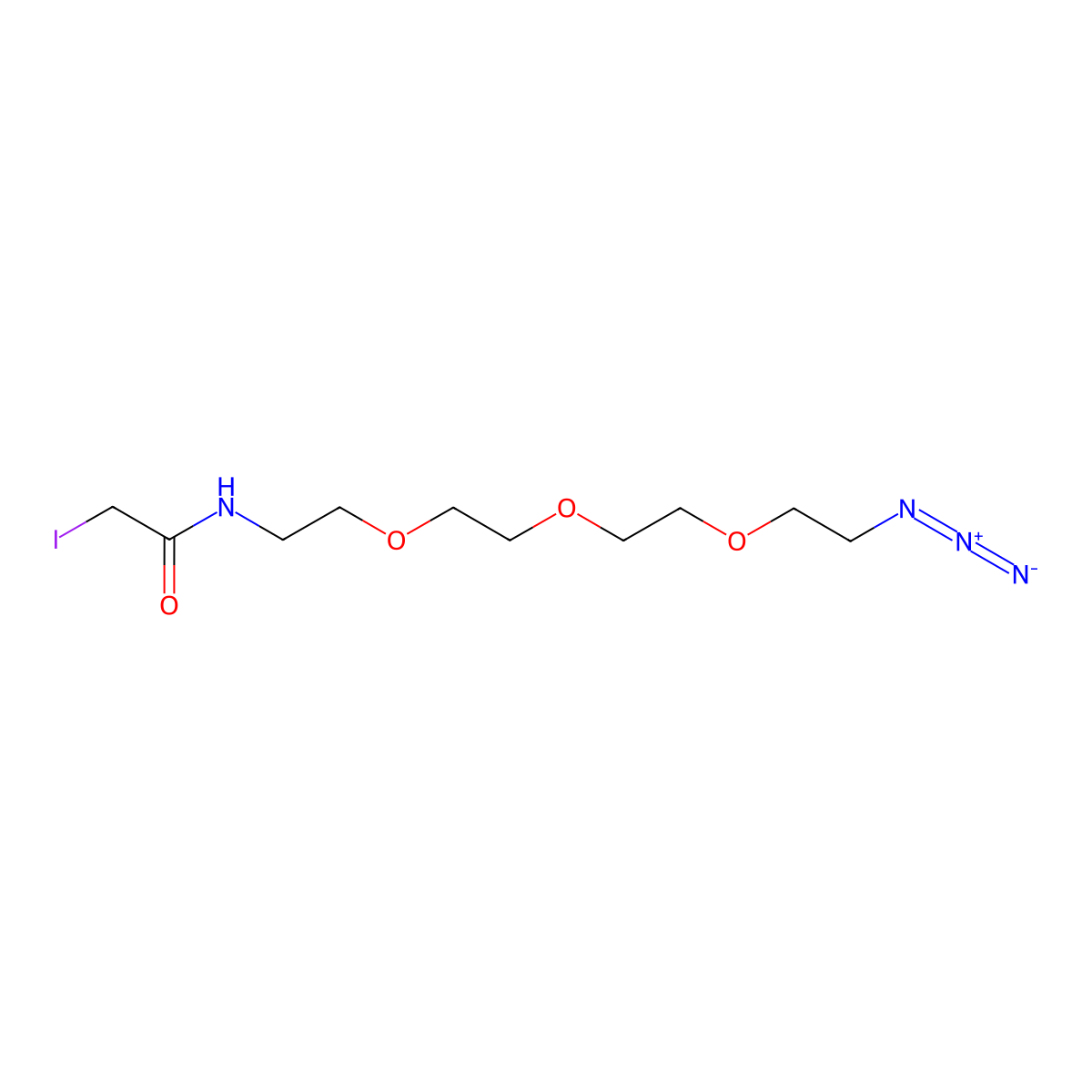 Iodoacetamide-PEG3-azide molecular structure, CAS 1594986-04-5