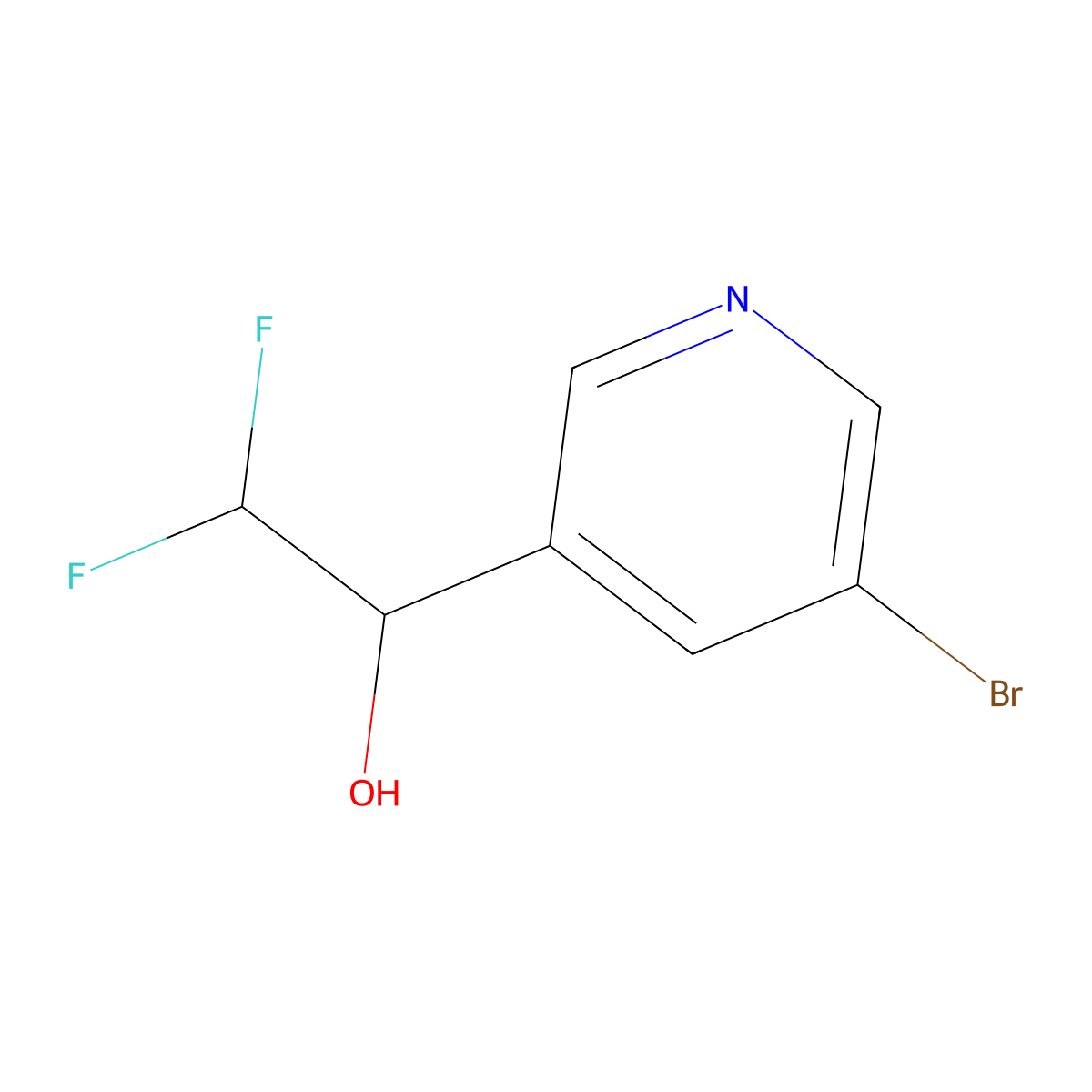 1-(5-Bromopyridin-3-yl)-2,2-difluoroethan-1-ol molecular structure, CAS 1594988-77-8