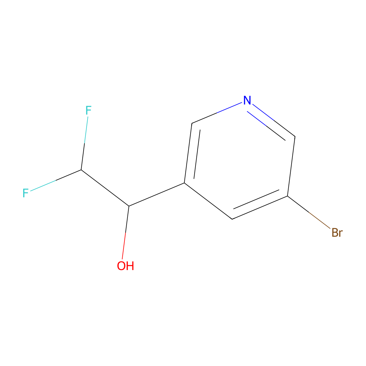 1-(5-Bromopyridin-3-yl)-2,2-difluoroethan-1-ol molecular structure, CAS 1594988-77-8