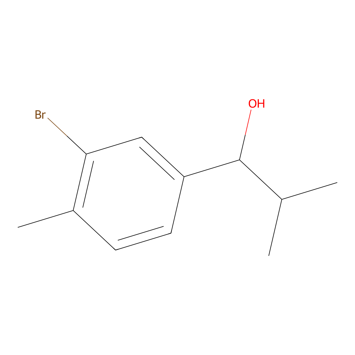 1-(3-Bromo-4-methylphenyl)-2-methylpropan-1-ol molecular structure, CAS 1594997-03-1