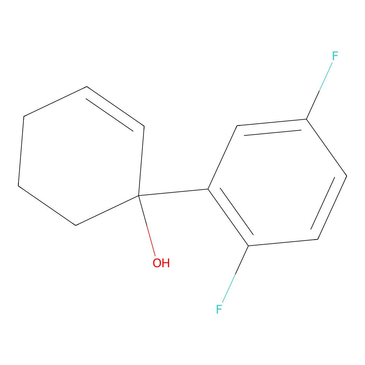 1-(2,5-Difluorophenyl)-2-cyclohexen-1-ol molecular structure, CAS 1594998-42-1