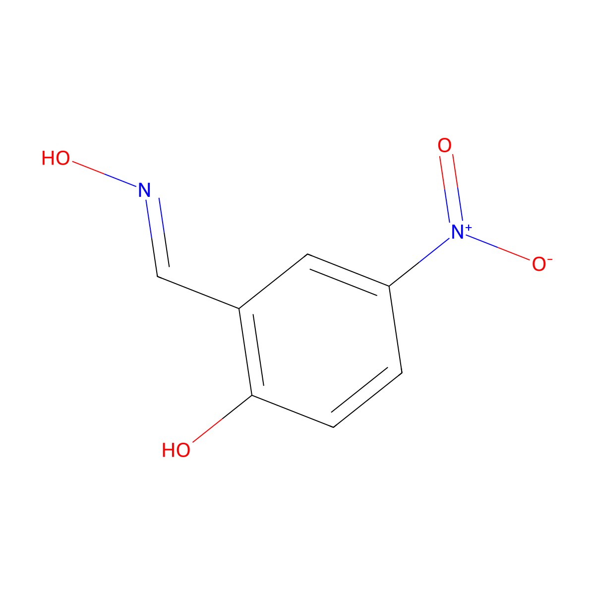 Benzaldehyde, 2-hydroxy-5-nitro-, oxime molecular structure, CAS 1595-15-9