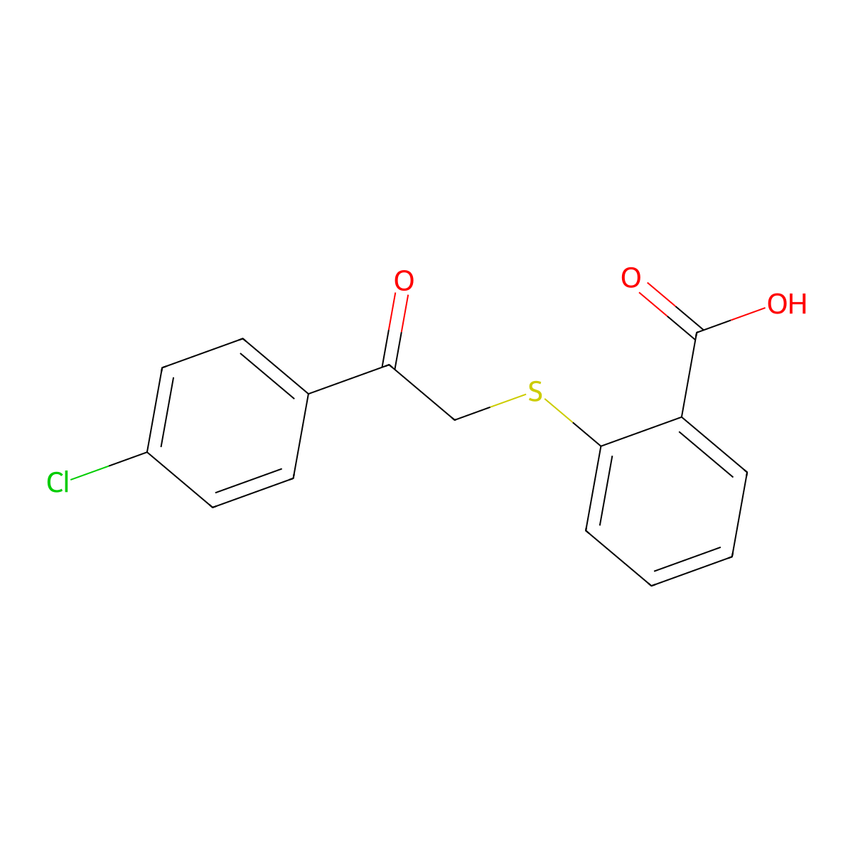 2-{[2-(4-Chlorophenyl)-2-oxoethyl]sulfanyl}benzoic acid molecular structure, CAS 15950-42-2