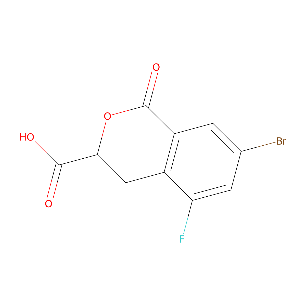 7-Bromo-5-fluoro-1-oxo-3,4-dihydroisochromene-3-carboxylic acid molecular structure, CAS 1595011-53-2