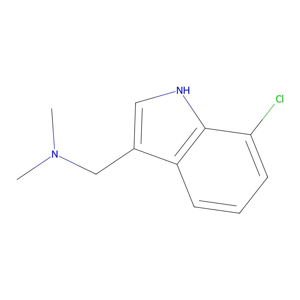 1-(7-chloro-1H-indol-3-yl)-N,N-dimethylmethanamine molecular structure, CAS 159503-76-1