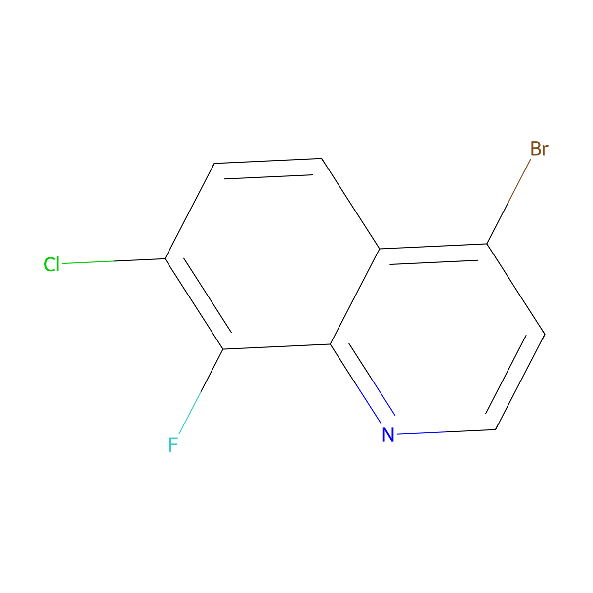4-Bromo-7-chloro-8-fluoroquinoline molecular structure, CAS 1595035-04-3