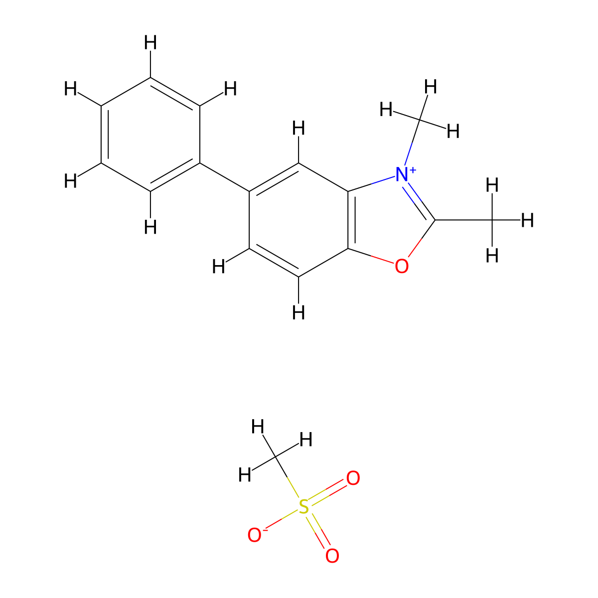 2,3-Dimetyl-5-phenylbenzoxazolium methyl sulfate molecular structure, CAS 159505-46-1