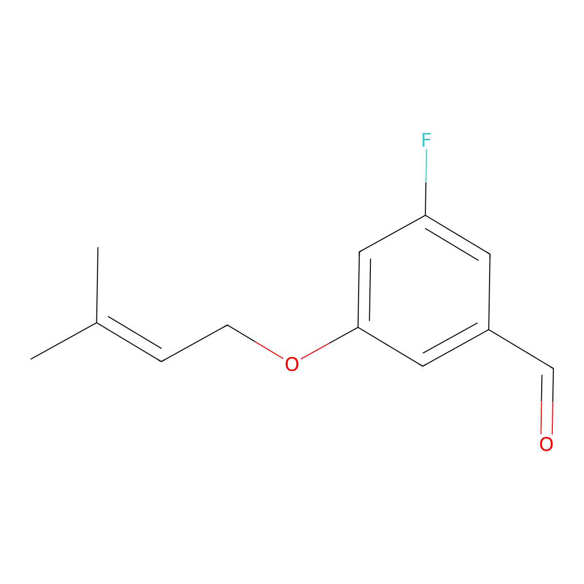 3-Fluoro-5-[(3-methyl-2-buten-1-yl)oxy]benzaldehyde molecular structure, CAS 1595052-43-9