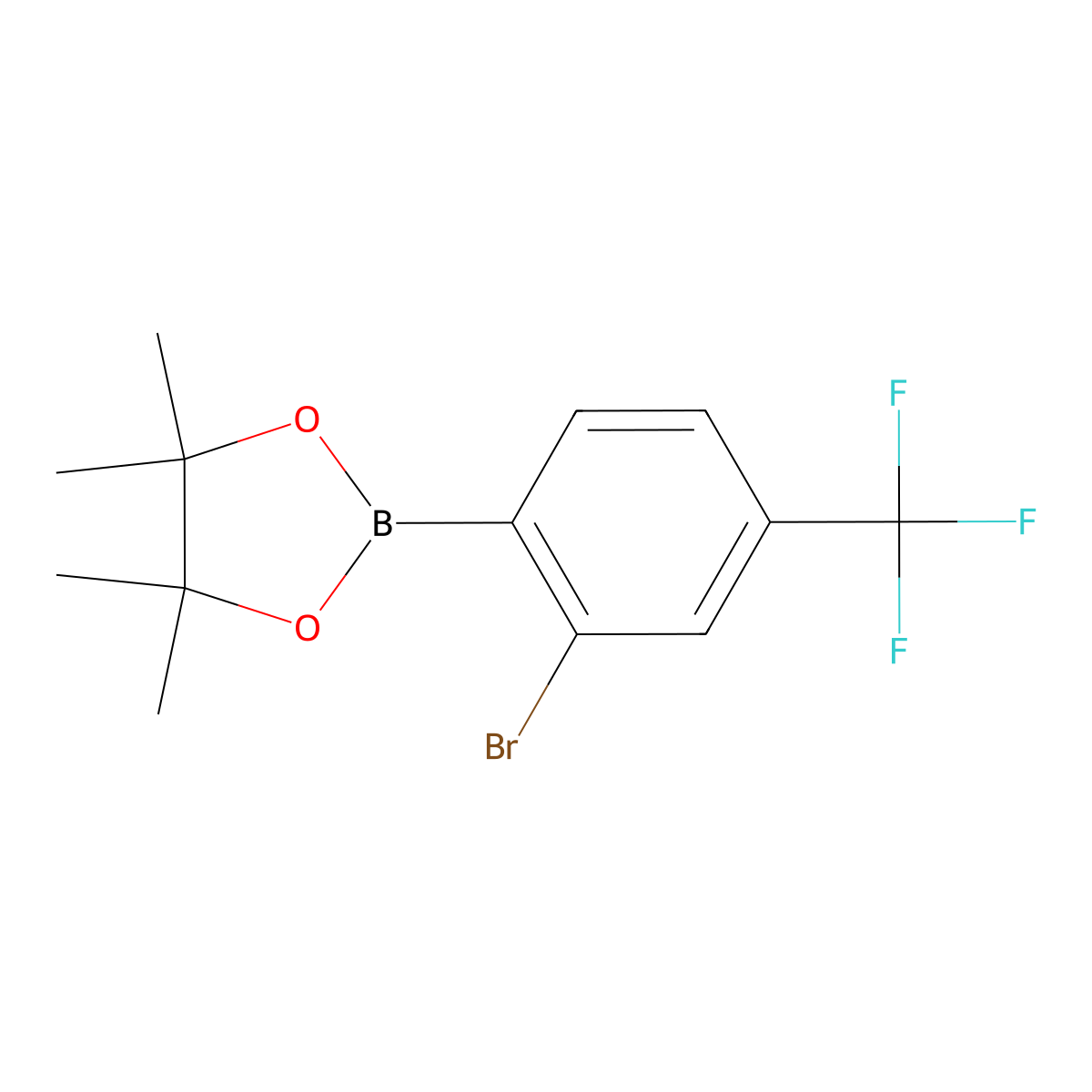 2-(2-Bromo-4-(trifluoromethyl)phenyl)-4,4,5,5-tetramethyl-1,3,2-dioxaborolane molecular structure, CAS 1595078-04-8