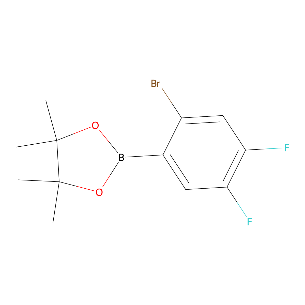 2-Bromo-4,5-difluorophenylboronic acid pinacol ester molecular structure, CAS 1595078-09-3