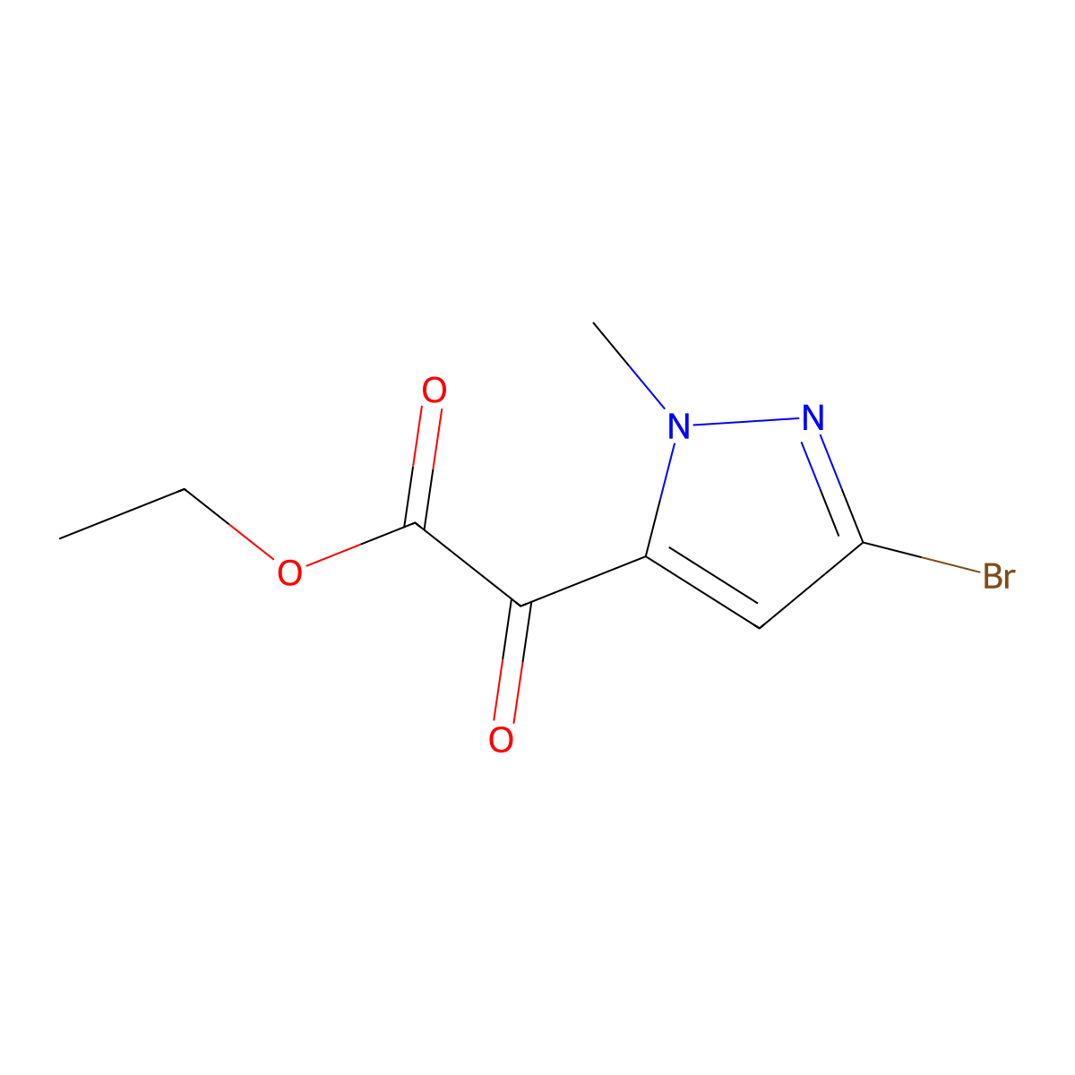 Ethyl 2-(5-bromo-2-methyl-pyrazol-3-yl)-2-oxo-acetate molecular structure, CAS 1595111-53-7