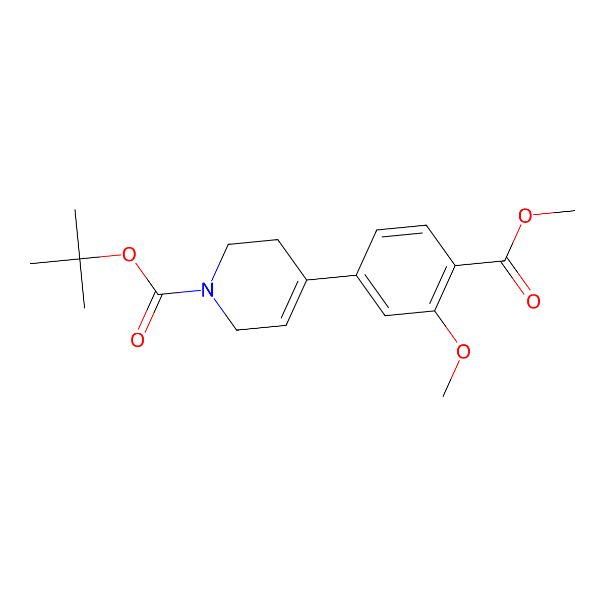 tert-butyl 4-(3-methoxy-4-(methoxycarbonyl)phenyl)-3,6-dihydropyridine-1(2H)-carboxylate molecular structure, CAS 1595145-24-6