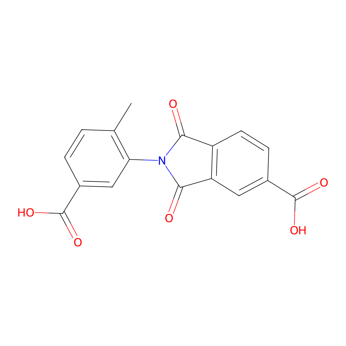 2-(5-carboxy-2-methylphenyl)-1,3-dioxo-2,3-dihydro-1H-isoindole-5-carboxylic acid molecular structure, CAS 159523-50-9