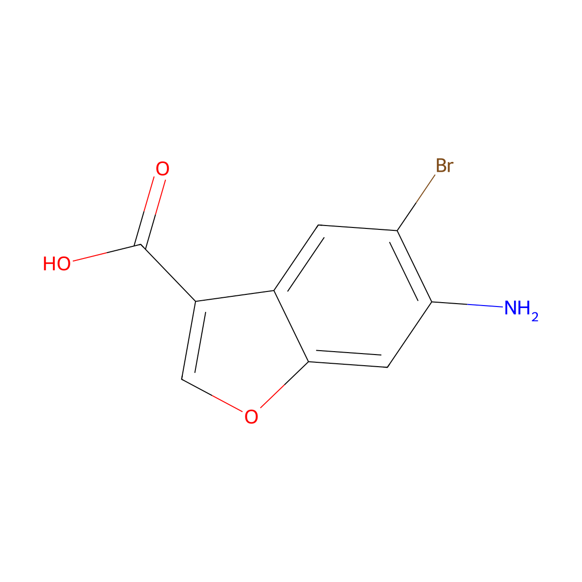 6-Amino-5-bromobenzofuran-3-carboxylic acid molecular structure, CAS 1595284-72-2