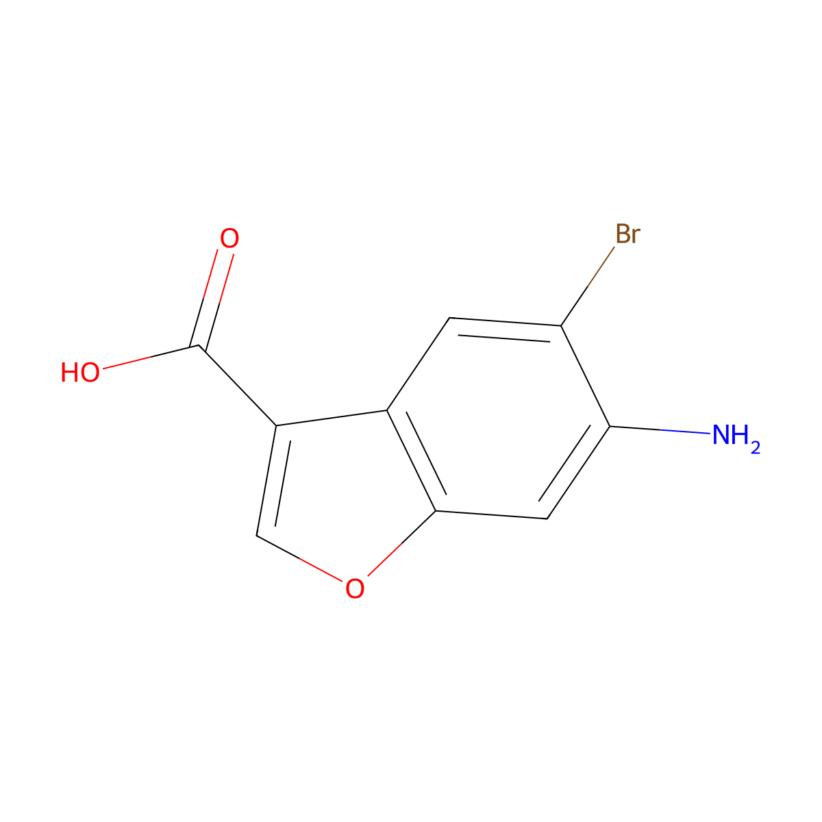 6-Amino-5-bromobenzofuran-3-carboxylic acid molecular structure, CAS 1595284-72-2