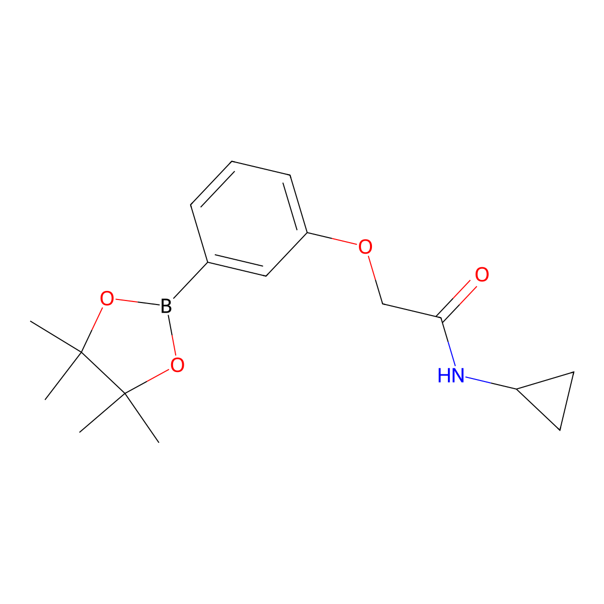 N-cyclopropyl-2-(3-(4,4,5,5-tetramethyl-1,3,2-dioxaborolan-2-yl)phenoxy)acetamide molecular structure, CAS 1595290-69-9