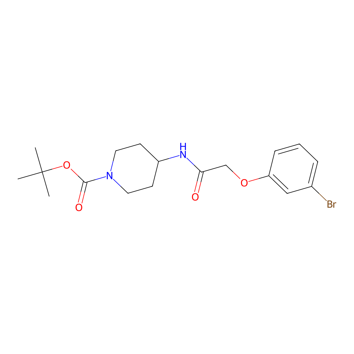 Tert-butyl 4-(2-(3-bromophenoxy)acetamido)piperidine-1-carboxylate molecular structure, CAS 1595290-72-4