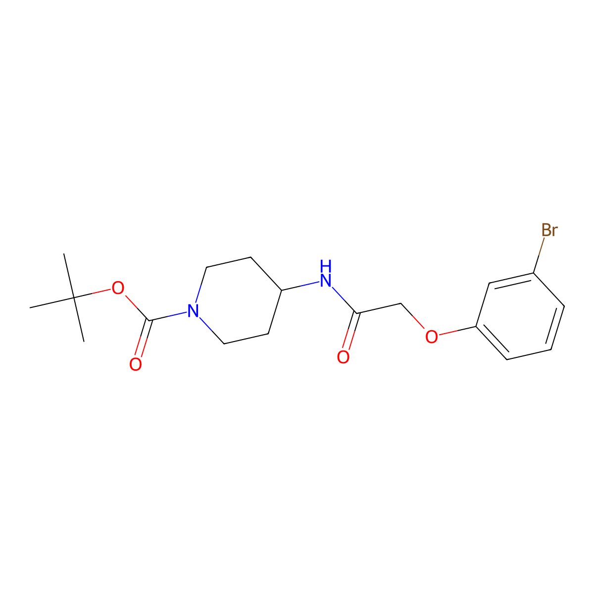 Tert-butyl 4-(2-(3-bromophenoxy)acetamido)piperidine-1-carboxylate molecular structure, CAS 1595290-72-4