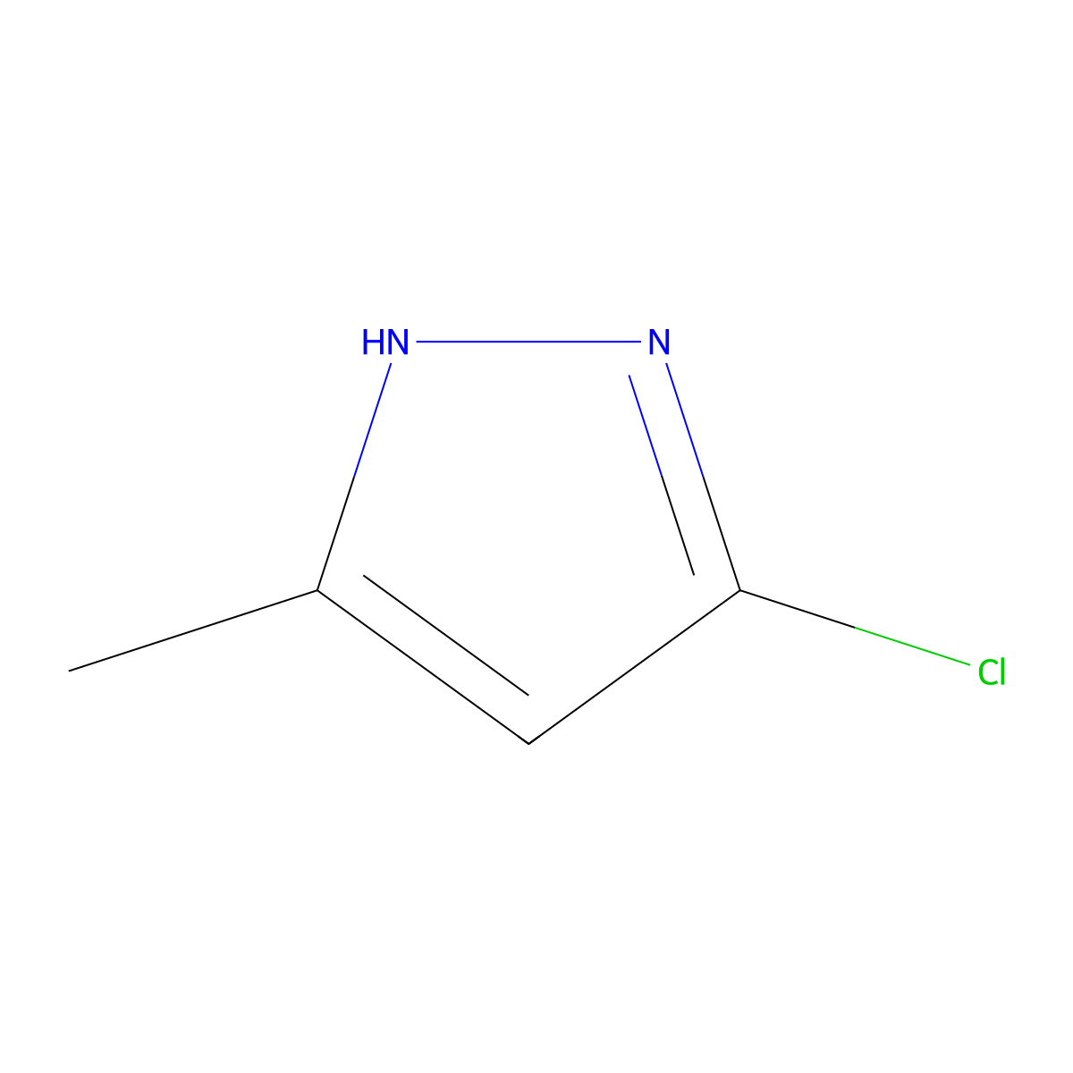 3-chloro-5-methyl-1H-pyrazole molecular structure, CAS 15953-45-4