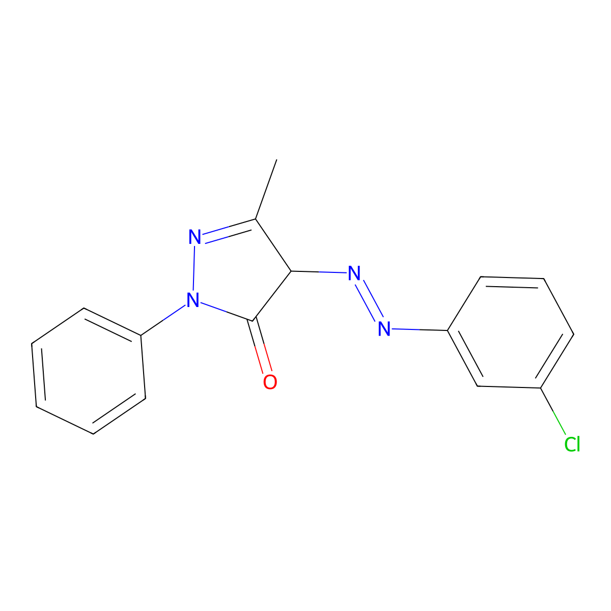4-((3-Chlorophenyl)diazenyl)-5-methyl-2-phenyl-2,4-dihydro-3H-pyrazol-3-one molecular structure, CAS 15953-87-4