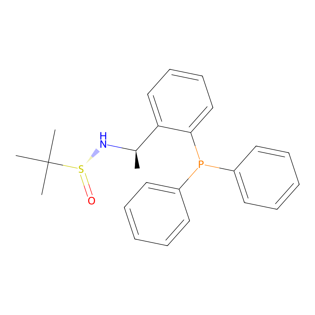 (R)-N-((R)-1-(2-(Diphenylphosphanyl)phenyl)ethyl)-2-methylpropane-2-sulfinamide molecular structure, CAS 1595319-89-3
