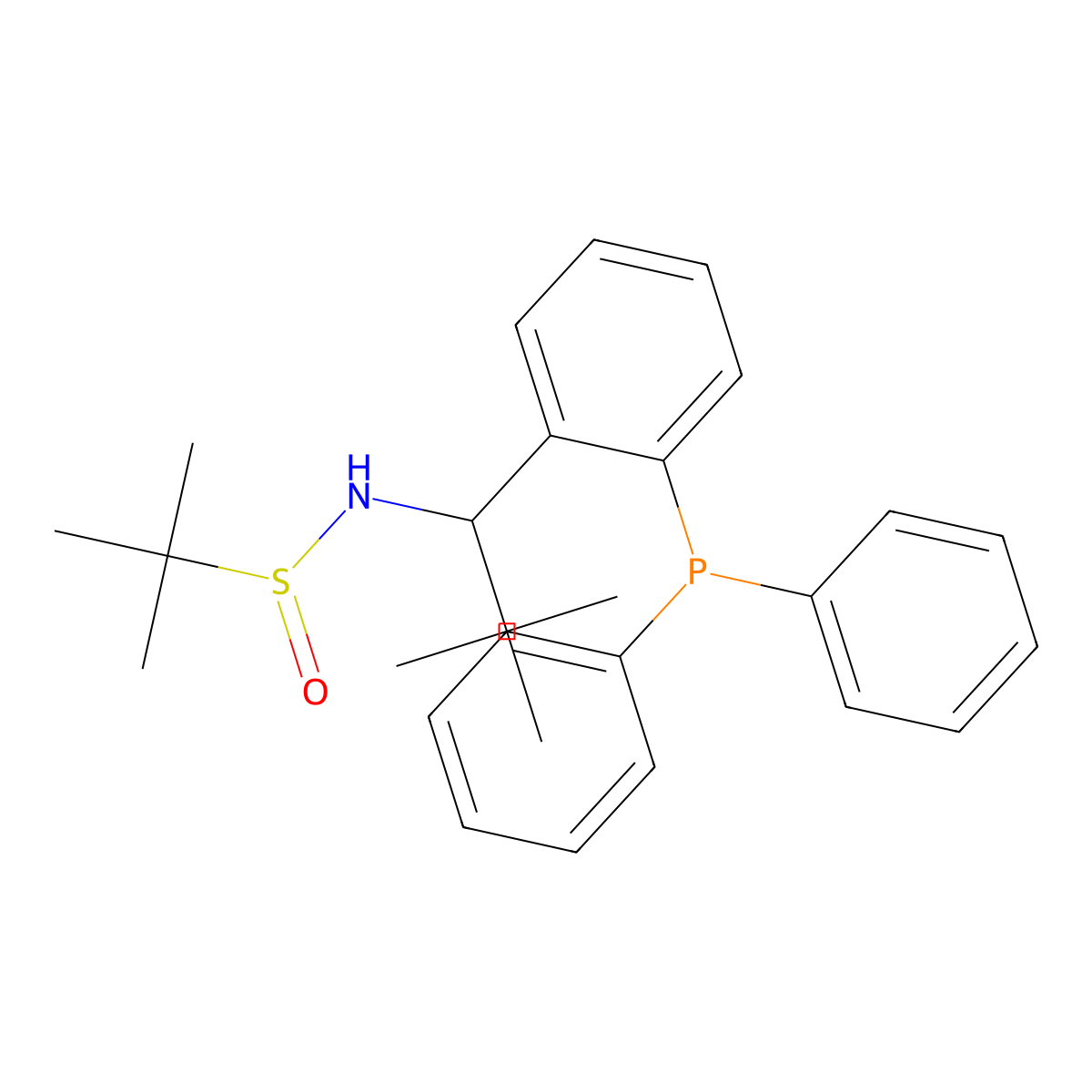 (R)-N-((S)-1-(2-(Diphenylphosphanyl)phenyl)-2,2-dimethylpropyl)-2-methylpropane-2-sulfinamide molecular structure, CAS 1595319-94-0
