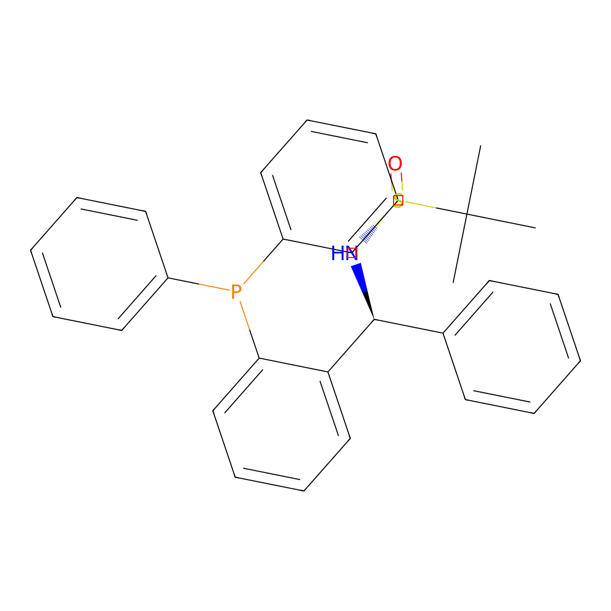 (R)-N-((S)-(2-(diphenylphosphanyl)phenyl)(phenyl)methyl)-2-methylpropane-2-sulfinamide molecular structure, CAS 1595319-97-3