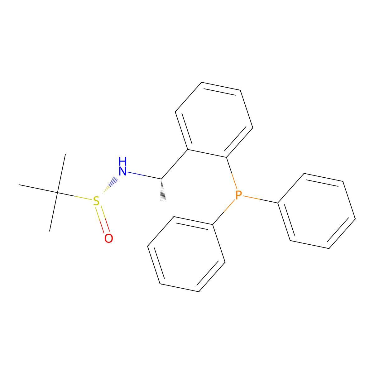 (R)-N-((S)-1-(2-(Diphenylphosphanyl)phenyl)ethyl)-2-methylpropane-2-sulfinamide molecular structure, CAS 1595319-98-4
