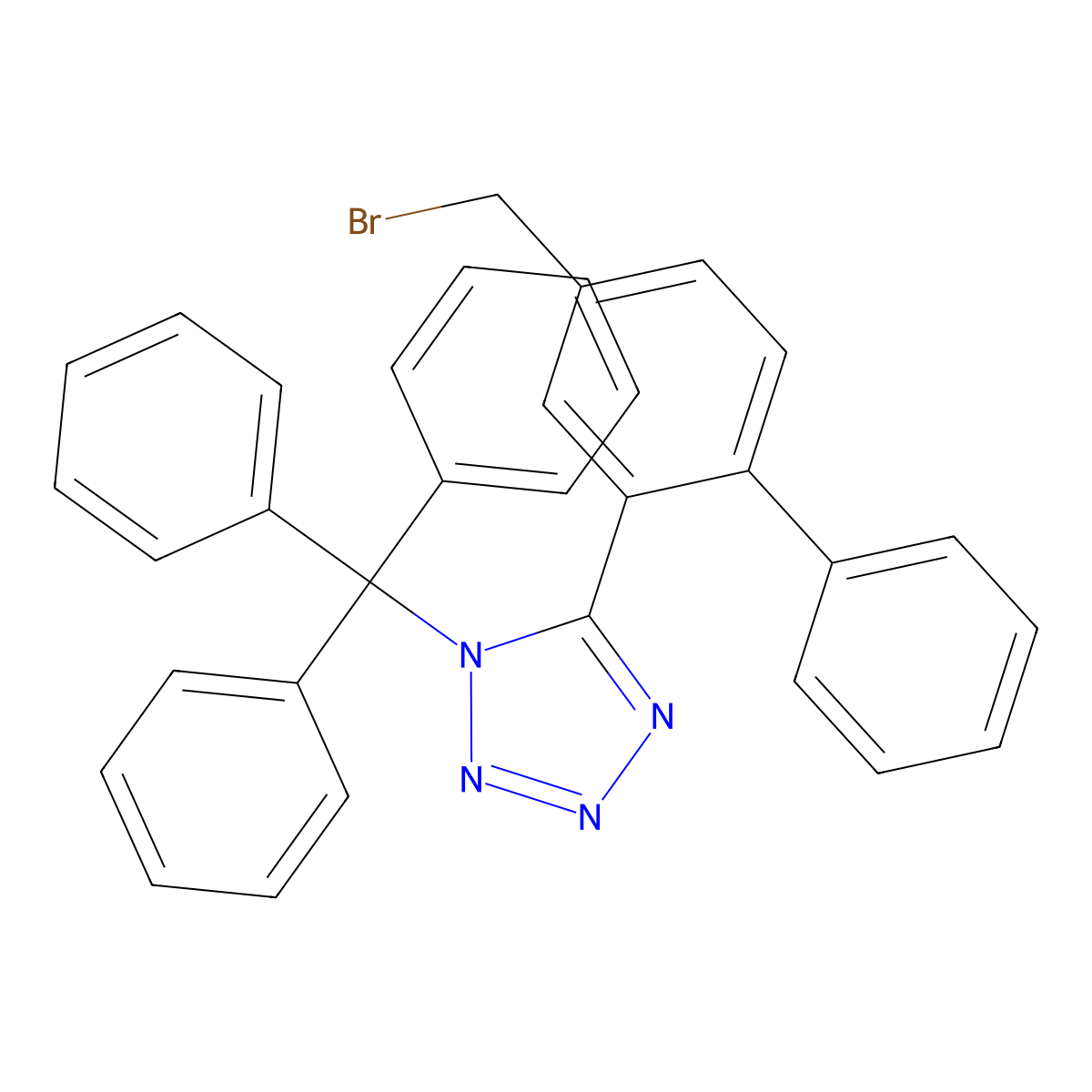 5-(4-(Bromomethyl)-[1,1'-biphenyl]-2-yl)-1-trityl-1H-tetrazole molecular structure, CAS 159532-62-4