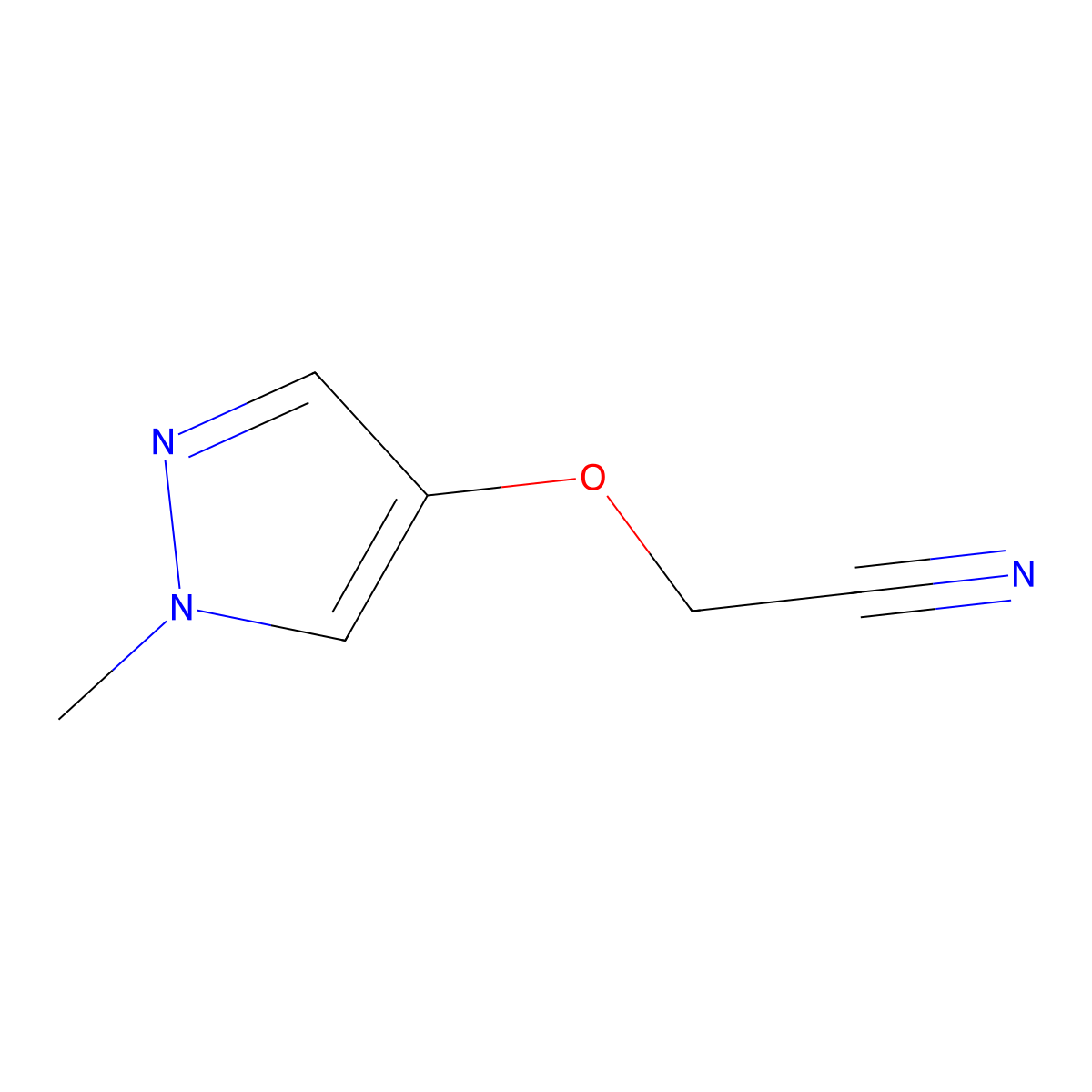2-[(1-methyl-1H-pyrazol-4-yl)oxy]acetonitrile molecular structure, CAS 1595540-27-4