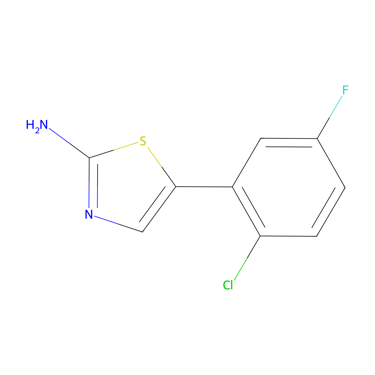 5-(2-Chloro-5-fluorophenyl)thiazol-2-amine molecular structure, CAS 1595545-30-4