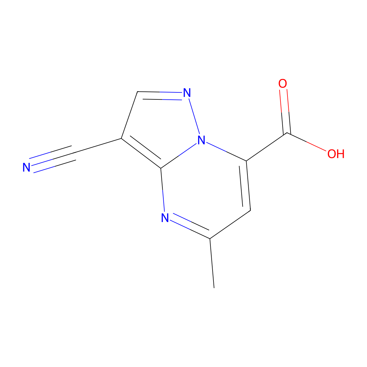 3-Cyano-5-methylpyrazolo[1,5-a]pyrimidine-7-carboxylic acid molecular structure, CAS 1595567-77-3