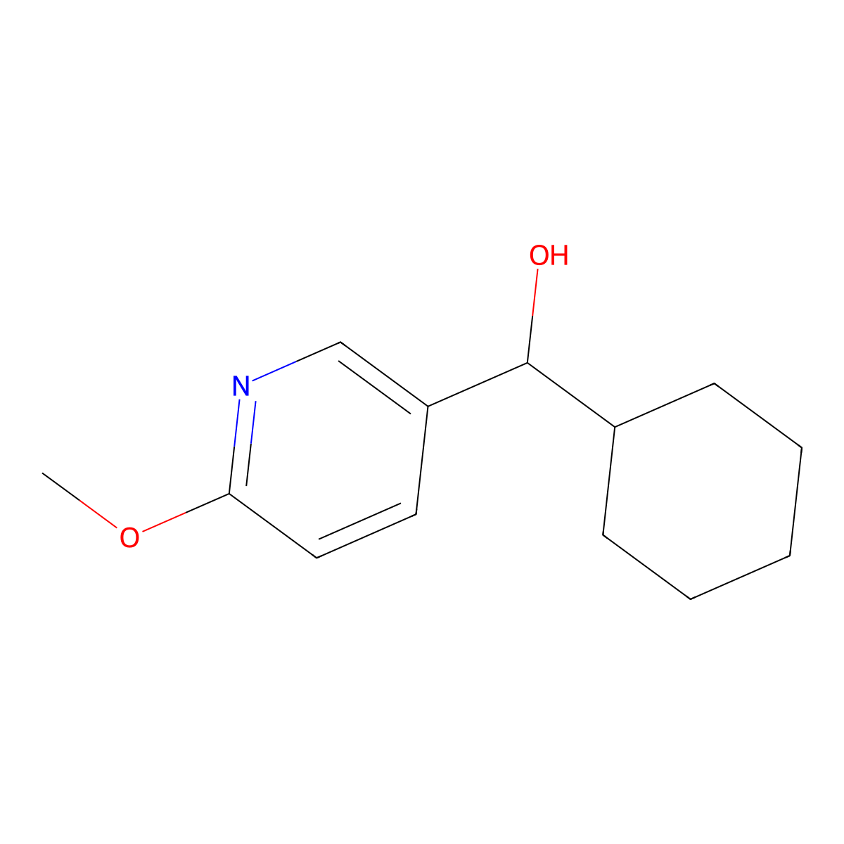 Cyclohexyl(6-methoxypyridin-3-yl)methanol molecular structure, CAS 1595568-20-9