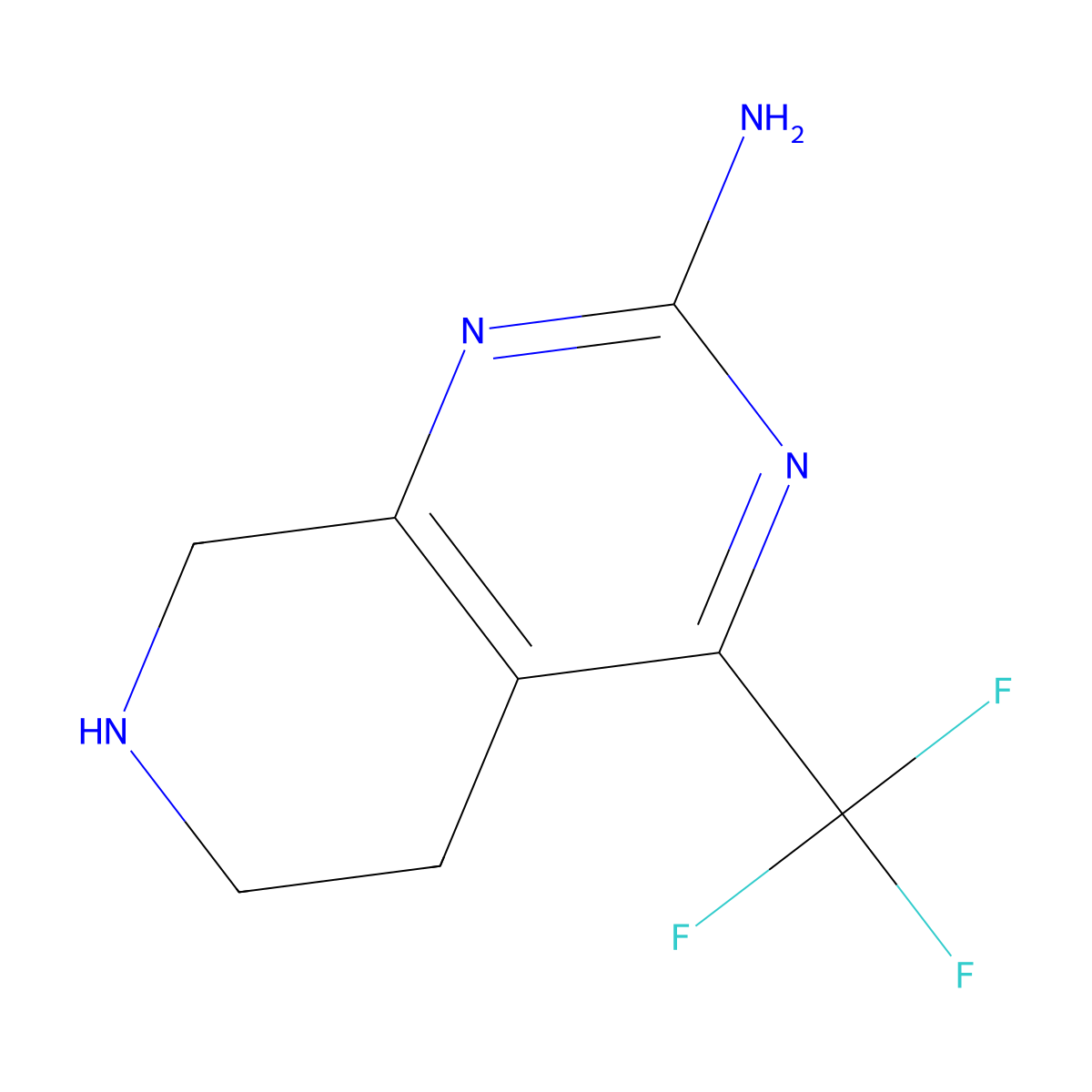 4-(trifluoromethyl)-5H,6H,7H,8H-pyrido[3,4-d]pyrimidin-2-amine molecular structure, CAS 1595569-71-3