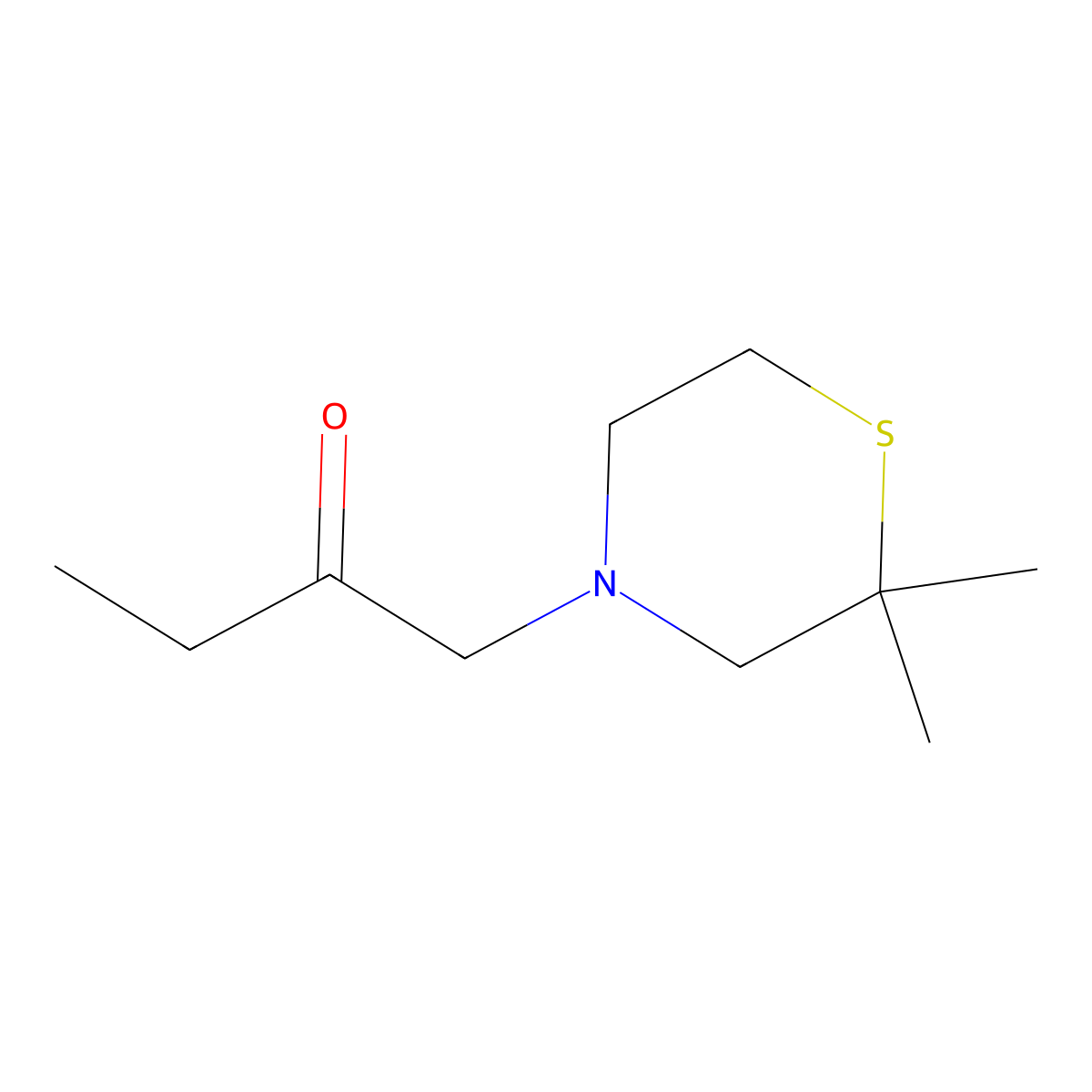 1-(2,2-Dimethylthiomorpholin-4-yl)butan-2-one molecular structure, CAS 1595574-27-8
