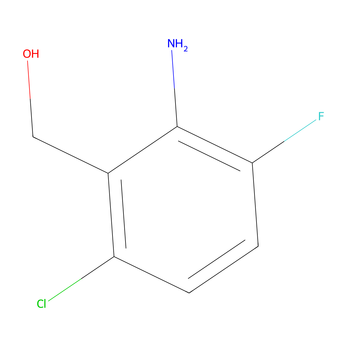 (2-Amino-6-chloro-3-fluorophenyl)methanol molecular structure, CAS 1595577-00-6