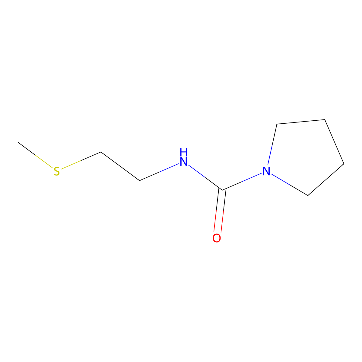 N-(2-(methylsulfanyl)ethyl)pyrrolidine-1-carboxamide molecular structure, CAS 1595579-30-8