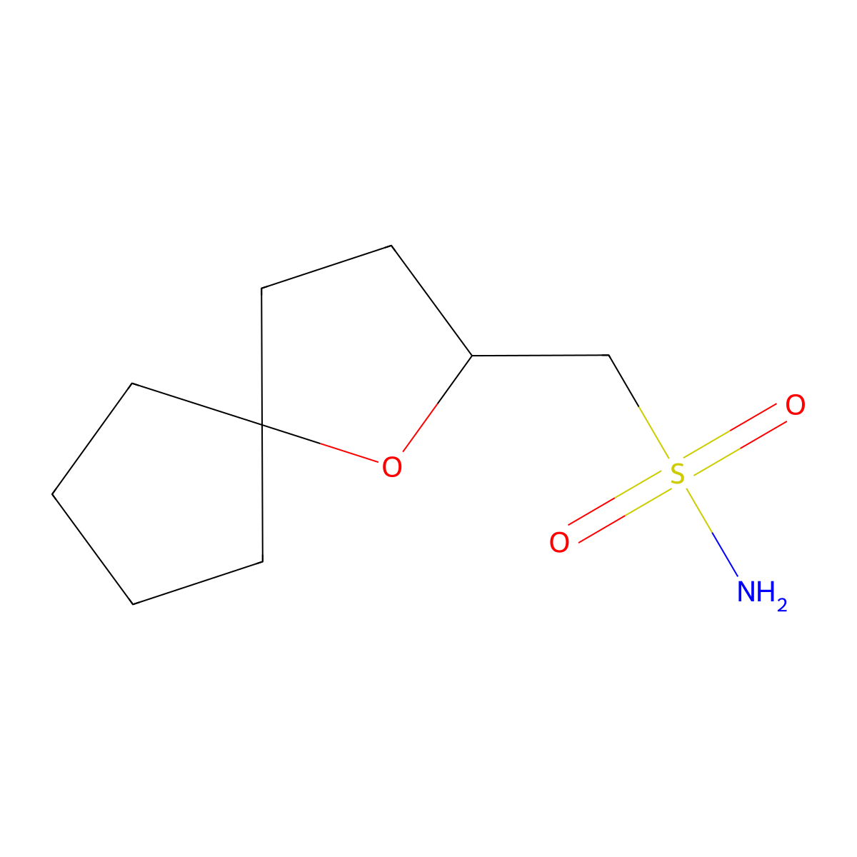 {1-Oxaspiro[4.4]nonan-2-yl}methanesulfonamide molecular structure, CAS 1595580-18-9
