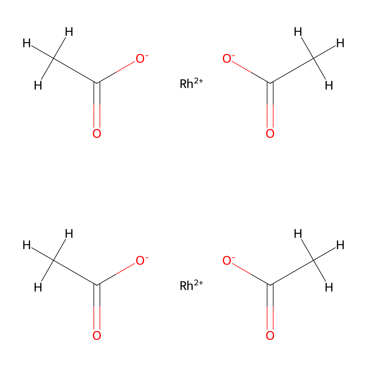 Dirhodium tetraacetate molecular structure, CAS 15956-28-2