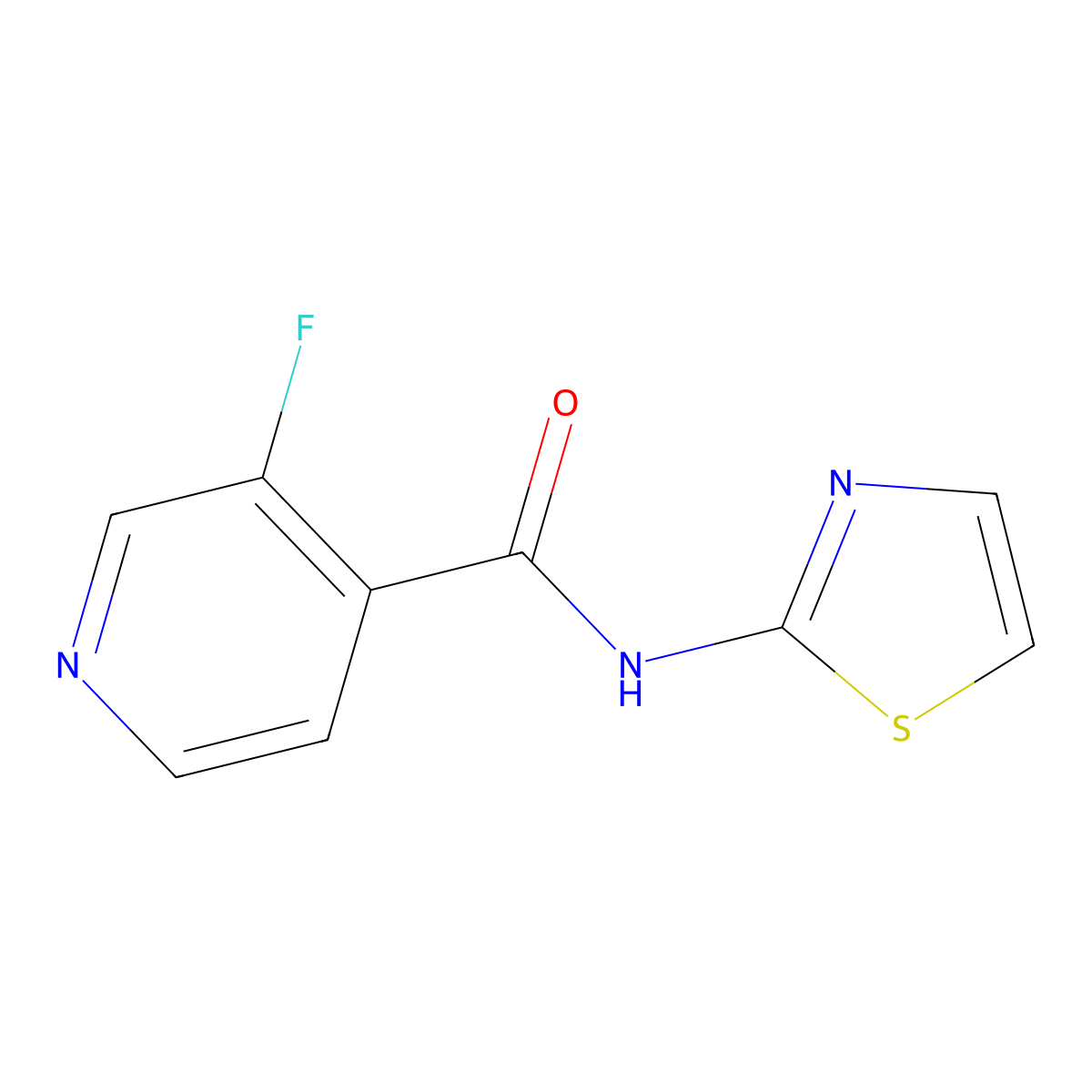3-fluoro-N-(1,3-thiazol-2-yl)pyridine-4-carboxamide molecular structure, CAS 1595602-11-1