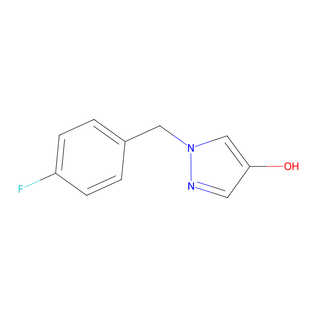 1-((4-fluorophenyl)methyl)-1H-pyrazol-4-ol molecular structure, CAS 1595608-37-9