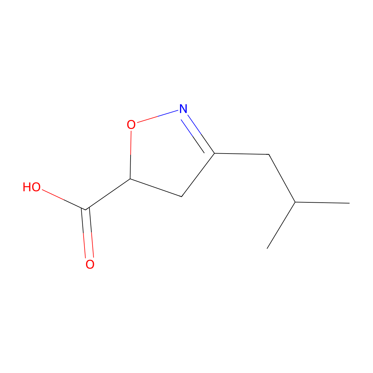 3-(2-Methylpropyl)-4,5-dihydro-1,2-oxazole-5-carboxylic acid molecular structure, CAS 1595626-25-7