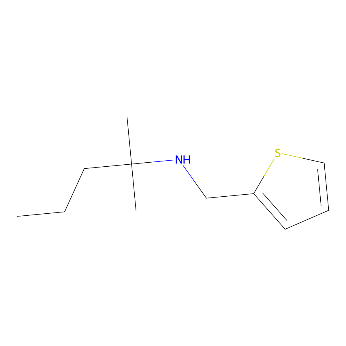 (2-Methylpentan-2-yl)(thiophen-2-ylmethyl)amine molecular structure, CAS 1595634-25-5