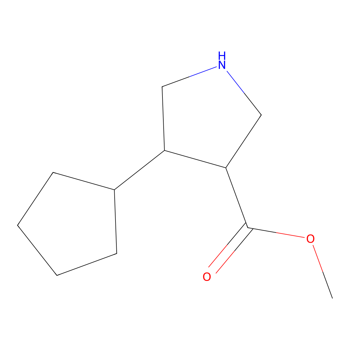 Methyl 4-cyclopentylpyrrolidine-3-carboxylate molecular structure, CAS 1595651-74-3