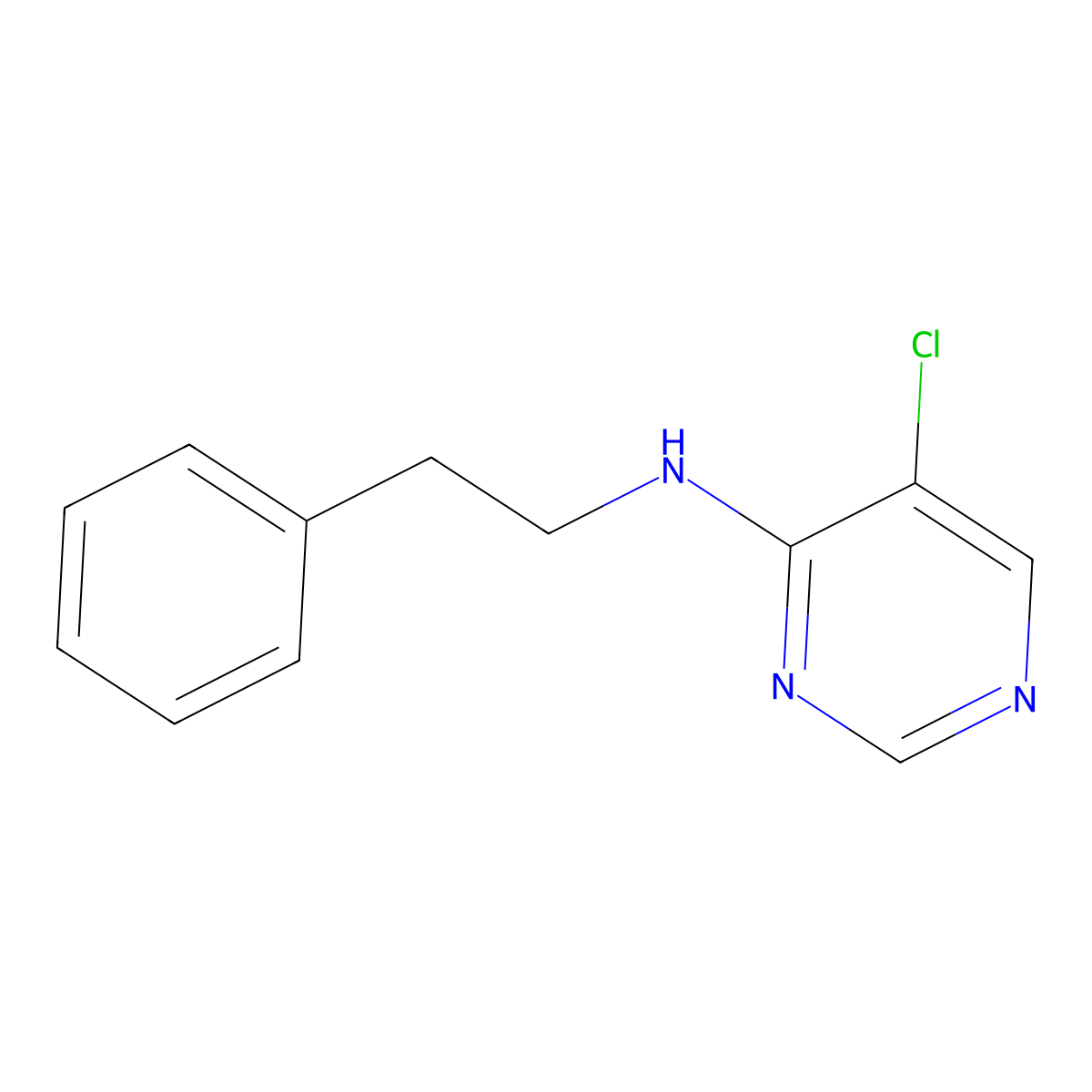 5-chloro-N-(2-phenylethyl)pyrimidin-4-amine molecular structure, CAS 1595654-81-1