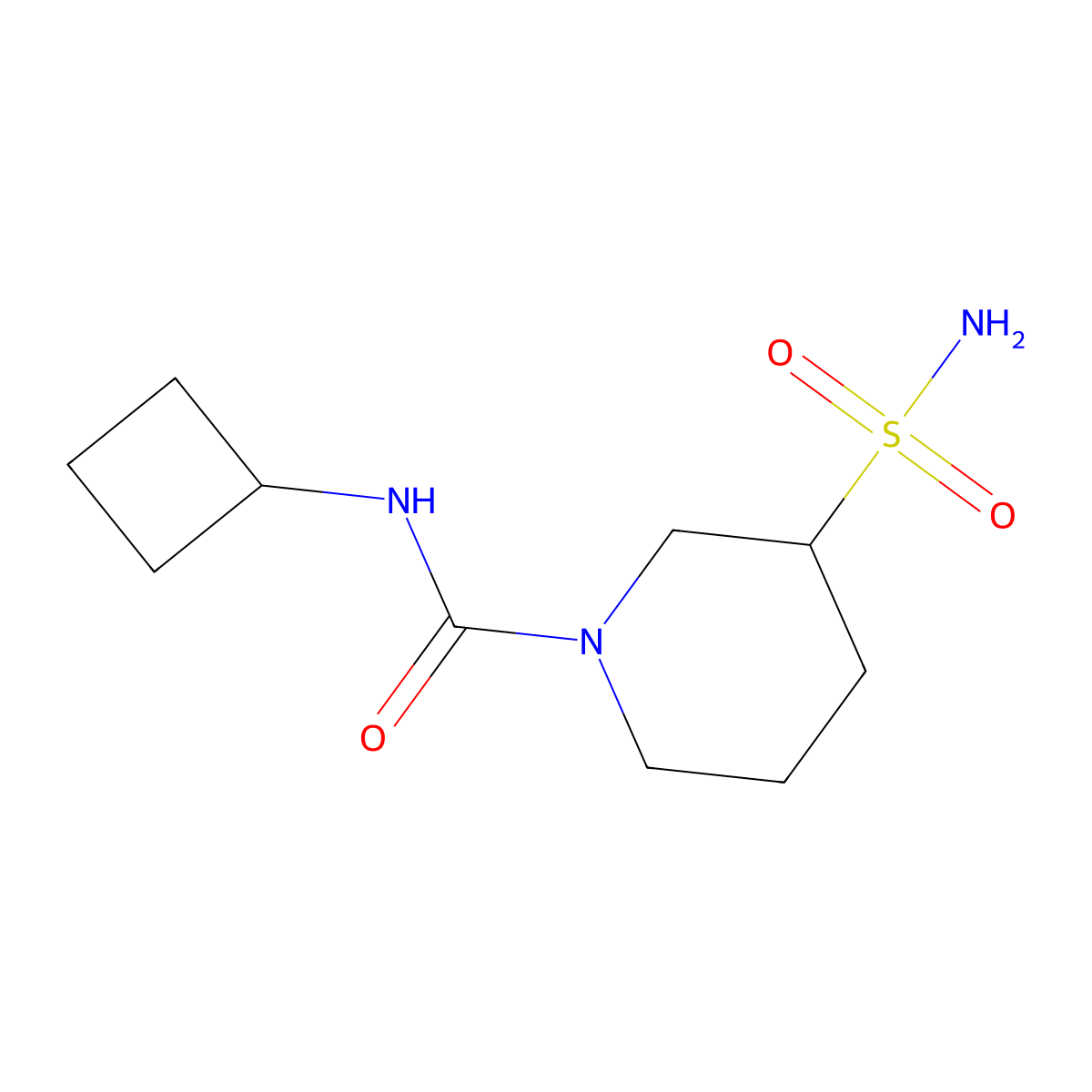 N-cyclobutyl-3-sulfamoylpiperidine-1-carboxamide molecular structure, CAS 1595674-09-1