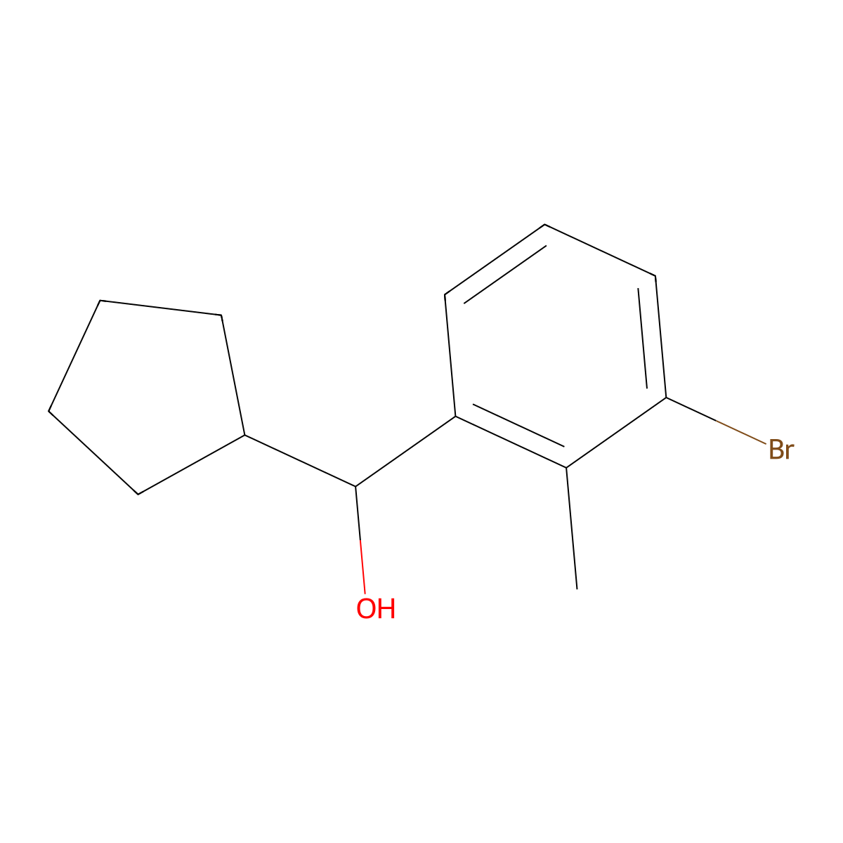 3-Bromo-alpha-cyclopentyl-2-methylbenzenemethanol molecular structure, CAS 1595763-35-1
